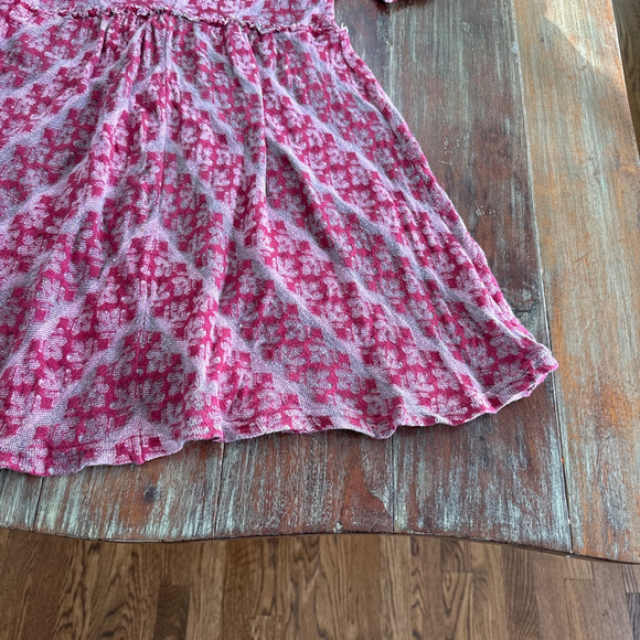 Free People Rose Damask Jacquard Babydoll Mini Dress size Small Gray Pink - Picture 5 of 12